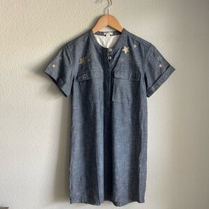 J. Crew Crewcuts Girl's Chambray Popover Dress with Shooting Stars